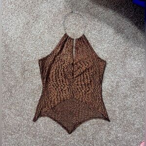 Brown and Black Halter with Metal Choker